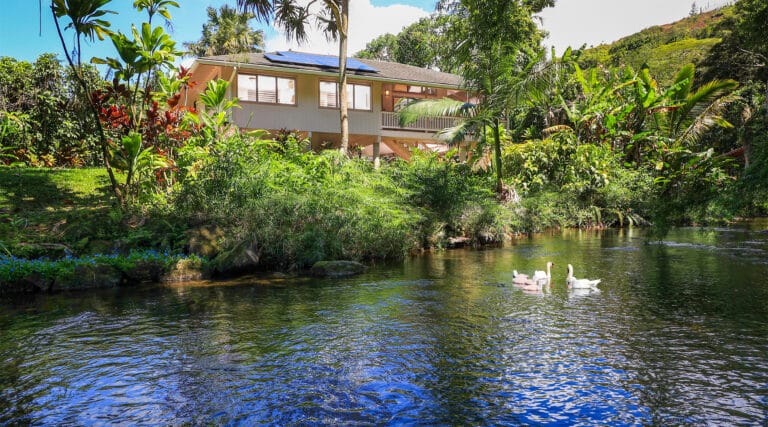 Serene Kauai vacation rental at The Guest House with river view and lush surroundings