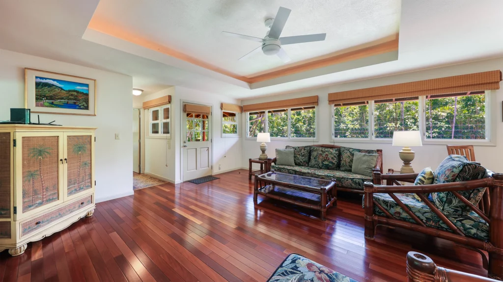 Elegant Living Room with Stylish Pass-Through to Entryway