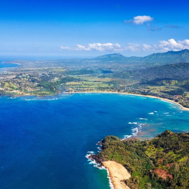 Aerial of Hanalei Bay, Kauai