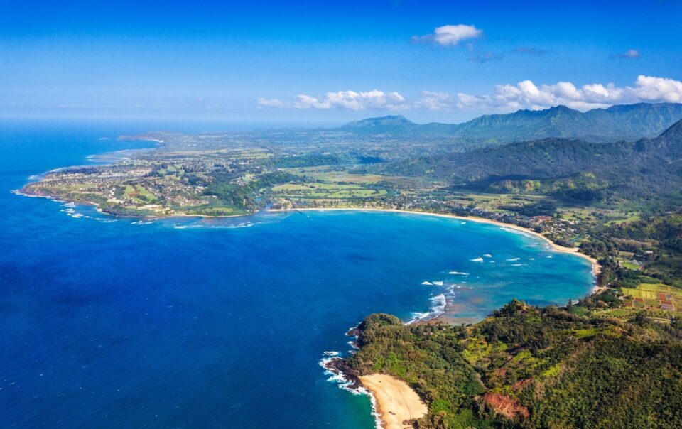 Aerial of Hanalei Bay, Kauai