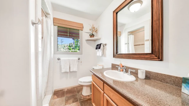 Enjoy the stylish design and quality fixtures in the modern bathroom at The Guest House, River Estate, Kauai. Stylish Modern Bathroom with Quality Fixtures