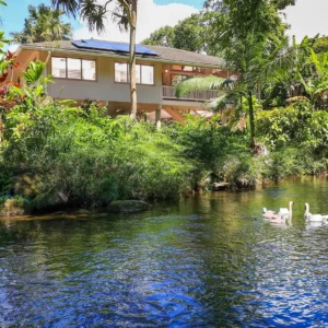 River Estate — Kauaʻi North Shore Vacation Rental | Gallery Serene Kauai vacation rental at The Guest House with river view and lush surroundings